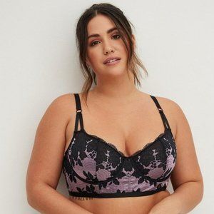Torrid Black Purple Two Tone Lace Underwire Unlined Bralette